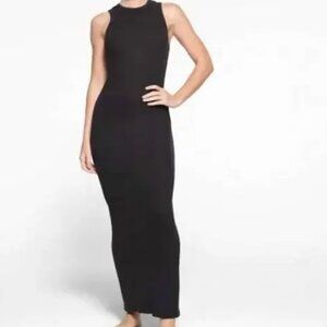 SKIMS Cotten Rib Sleeveless Long Dress Oynx in Size M NWT